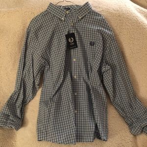 Chaps trim-fit blue long sleeve button down